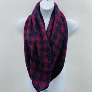 Express Womens One Size Fits Most Plaid Infinity Sweater Scarf Red Blue $50 379